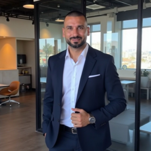 Öczkan Tanis, Gründer von Hello Malta, im modernen Büro – Experte für Auswanderung und Neustart auf Malta.